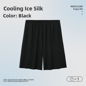 FuniBaoluo | Ice Silk Mens Shorts Summer Thin Loose Home Leisure Wear Youth Style Elastic Waistband Quick Dry Breathable Lightweight Pants