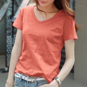 QIAOXIZI | Fashionable Slimming Pure Cotton T-shirt for Women