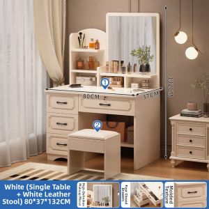 Elegant and Luxurious Small Space Compatible Makeup Vanity with Drawer