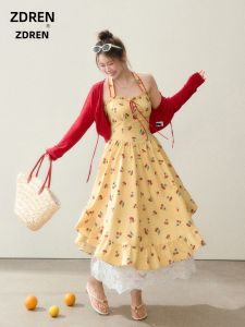 ZHANGDAREN | Đầm Dáng Suông In Hoa Phong Cách Vintage Elegance Plus Size