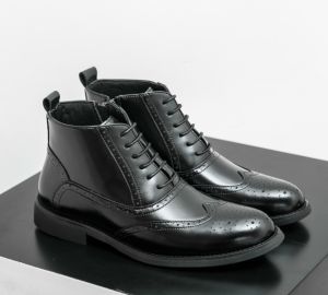 Boots lelaki perkahwinan Lace up Brogue Classics Ankle pendek Vintage parti Retro kulit boots