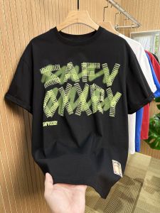 Summer Heavy Weight Pure Cotton Fancy Short Sleeve T-shirt Men Summer American Retro Trendy Casual Loose Half Sleeve Men