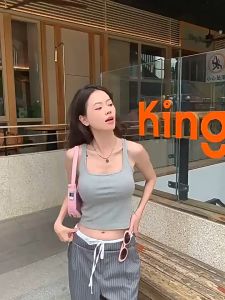 88027 เสื้อสายเดี่ยวมีบราในตัวเว้าหลังเซ็กซี่ ผ้านิ่มๆใส่สบาย Built-in Bra camisole