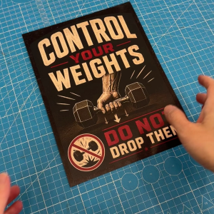 Control Your Weights. Do Not Drop Them. Gym Room Etiquette Sticker Sign Signboard Notice. No Dropping Dumbbell Dumbbells