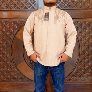 Baju Koko Remaja/Dewasa Warna Lengan Panjang Bordir