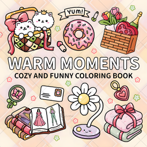 WARM MOMENTS Coloring Book for Adults Cartoon Bold Easy Patterns Stress Relief Leisure Art Drawing Book Perfect Birthday Gift