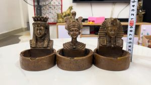 Gạt tàn bằng đồng hình vua Pharaon cao 11cm đk 85cm - Gạt tàn decor trang trí phòng khách