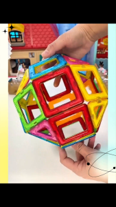 บล็อกตัวต่อแม่เหล็ก แผ่นแม่เหล็ก  ร้อยตัวแปร บล็อกแม่เหล็กที่แข็งแกร่ง ของเล่นปริศนาสำหรับเด็ก