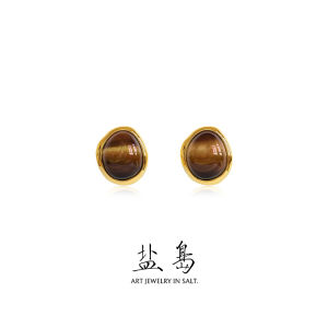 YANDAO | Mini Gold White Agate Delicate Niche Chinese Style Earrings