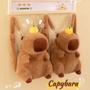 Womens Plush Cute Versatile Cartoon Capybara Student Backpack Shoulder Bag