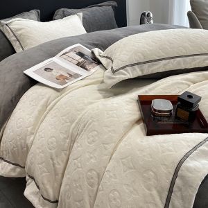 Luxurious Double-Sided Fleece Coral Velvet Bedding Set High-Weight Milk Velvet Bed Cover Sheet Pillowcase Quilt Cover Autumn Winter