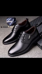Mens Leather Shoes Formal Business British Style Casual Leather Shoes Men Black Leather