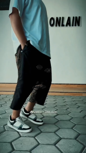 Celana Sirwal ETNIK Urban Vintage Casual Korea Dewasa Motif Batik Tawon Pendek 7/8 Melleonlain