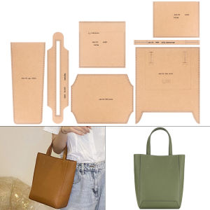 1Set Large-Capacity Tote Wallets Bucket Bags -Kraft Paper Template DIY Leather Handmade Crafts - Sewing Template with Holes