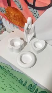 ถาดปูนรองเทียน (สินค้าพรีออเดอร์ ทำตามสั่ง ) ถาดรองเทียนหอม ถาดมินิมอล วงเครื่องประดับ พร๊อพถ่ายรูป