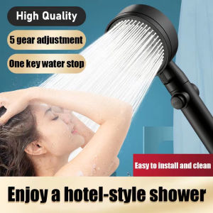YOWXII🔥4in1 Shower Head With Hose Holder Set 5 modes Black Universal High Pressure Bathroom Shower Sprayer