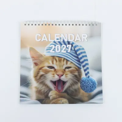 2027 Cute Cat Desk Calendar Spiral Binding Kitten Monthly Planner Home Office Decor Calendar