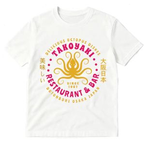Sanrio | Takoyaki Restaurant and Bar Dotonbori Drunken Octopus T Shirts Women Japanese Style Oversized Cotton Short Sleeve T-Shirts Tops