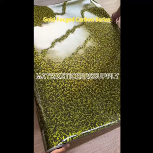 FORGED CARBON FIBER GOLD STICKER (152CM-Custom)Pelekat Stickers Wrapping Full Body Vinyl Wrap Film Motor Sticker Kilat