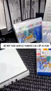 Bộ bút màu cho bé acrylic Bộ 60 màu vẽ dùng được trên nhiều chất liệu khô nhanh không bị phai an toàn