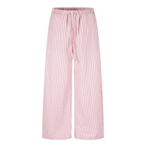 Relaxed Drawstring Elastic Waist Stripe Wide Leg Pants