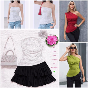 Lotus Áo Lệch Vai Xếp Ly Nhún Eo Vạt Xéo Ôm Dáng Cho Nữ Mặc Đi Chơi Dự Tiệc Áo Kiểu Nữ Màu Xanh Chanh Lime Green Và Màu Đỏ Đô Cherry Đẹp Áo Ba Lỗ Nữ Dáng Ôm Áo Sát Nách Nữ Áo Thun Nữ Form Ôm Body Tôn Dáng
