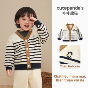 CUTEPANDAS | Áo Cardigan Bé Knit Sọc Mùa Xuân