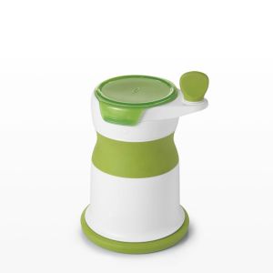 OXO Tot Mash Maker Baby Food Mill - Easily Scoop and Serve Pureed Food - Homemade Manual Puree for Fruits, Vegetables, Snacks, Lunch and Dinner - Non-Skid Base for Stability and Less Mess - Wide Mouth Design for Easy Serving