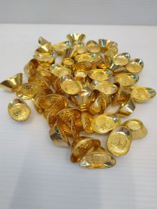 ก้อนทองอักษรมงคลจีนเจียวใช้จิงป้อ(เงินทองไหลมาเทมา)