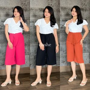 Celana Kulot 3 Per 4 Wanita Crinkle Airflow Anti Lecek Terbaru Korean Style Ootd Kekinian Selly Pants by Clashe