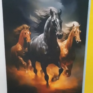 Hiasan Dinding Super Jumbo KUDA BERLARI 3 EKOR Media Kain Kanvas Premium