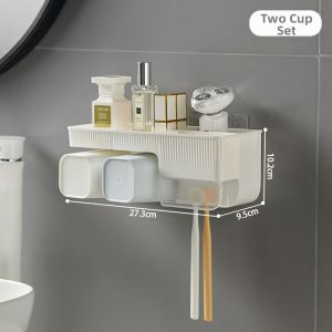 No-drilling Wall-mounted Toothbrush and Tumbler Rack