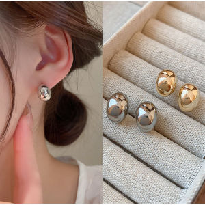 🎀Lacina🎀High-end Gold Bean Earrings Simple Compact Earrings Women Cool Style Versatile Niche Earrings