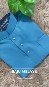 BAJU MELAYU SEMPURNA 2026 SLIM FIT COTTON ASH BLUE SEPASANG DEWASA & BUDAK - BAJU RAYA ( C020BM ) BMC