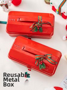 MEIDI | Christmas Rectangular Storage Tin Box Flip Top Gift Container