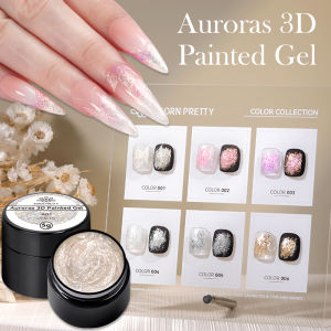 BORN PRETTY 5ml Auroras 3D Painted Gel Nail Art Polish Super Shining Gold Silver Gypsum Nail Gel For Carving Drawing Creative Nails