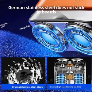 MONLEYTA | Portable Electric Shaver For Men Miniature Double Ring Genuine Product German Design Mini Steel Cannon Gift Idea