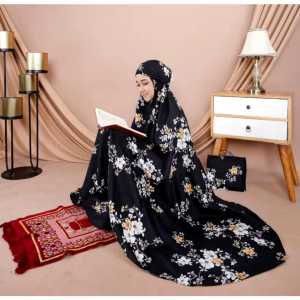 mukena grasela motif bunga terbaru kekinian bahan katun polymicro premium tebal halus lembut tidak panas dan tidak terawang