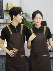 Canvas Apron Home Kitchen Waiter Workwear Apron With Pockets Waterproof and Oilproof Mens and Womens Apron