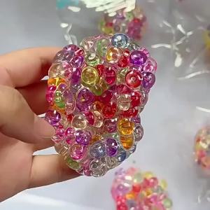Keeppley | Creative Colorful Ice Cube Pop Bead Squishy Noise Ball Handmade Fidget Toy Popular Stress Relief Anxiety Reliever For Daily Play