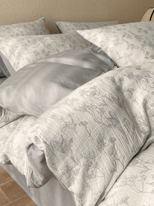 Pure Cotton Bedding Set 4-Piece Japanese Style Double Layer Embroidered Bedding Coverlet Duvet Cover Single Bedding 3-Piece Set