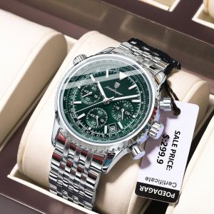 POEDAGAR Luxury Mens Quartz Watch Waterproof Luminous Date Chronograph Man Watch Stainless Steel Military Watches For Men reloj