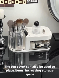 💖SG local stock💖Desk Organizer Cosmetic Storage Box Desktop Makeup Storage With Drawer化妆品收纳架