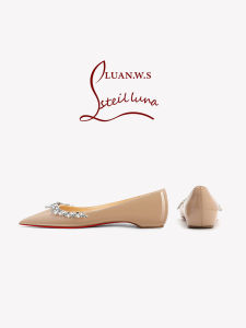 Sheepskin Fairy Wind Diamond Inner Heightening Low Heel Womens Shoes 2025 New Nude Pointed Toe Red Bottom Flat Mouth Shoes