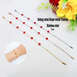 gelang tangan titanium wanita Bunga Grigi bolak  balik 7mm stainless steel anti karat anti luntur