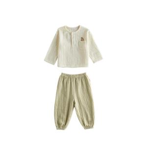 OAK FAMILY | Spring New Children Cotton Gauze Long Sleeve Round Neck Home Clothing Set