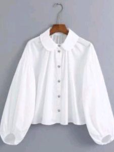 KEMEJA ATASAN LENGAN PANJANG CROP TOP KATUN SHIMEER