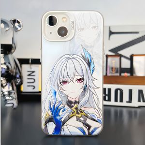 Genshin Impact Character Phone Case Silver Gradient Silk Cover Compatible with  16 Series Huawei M70 Xiaomi 14 Redmi K80