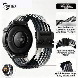 YOURSTAR | Metal Parachute Buckle Nylon Braided Magnetic Watch Strap