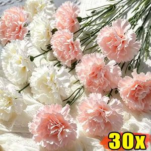 30Pcs Reusable Artificial Carnation Flower Wedding Soft Dustproof Fade Resistant No Watering Living Room Home Decor Artificial Flower
